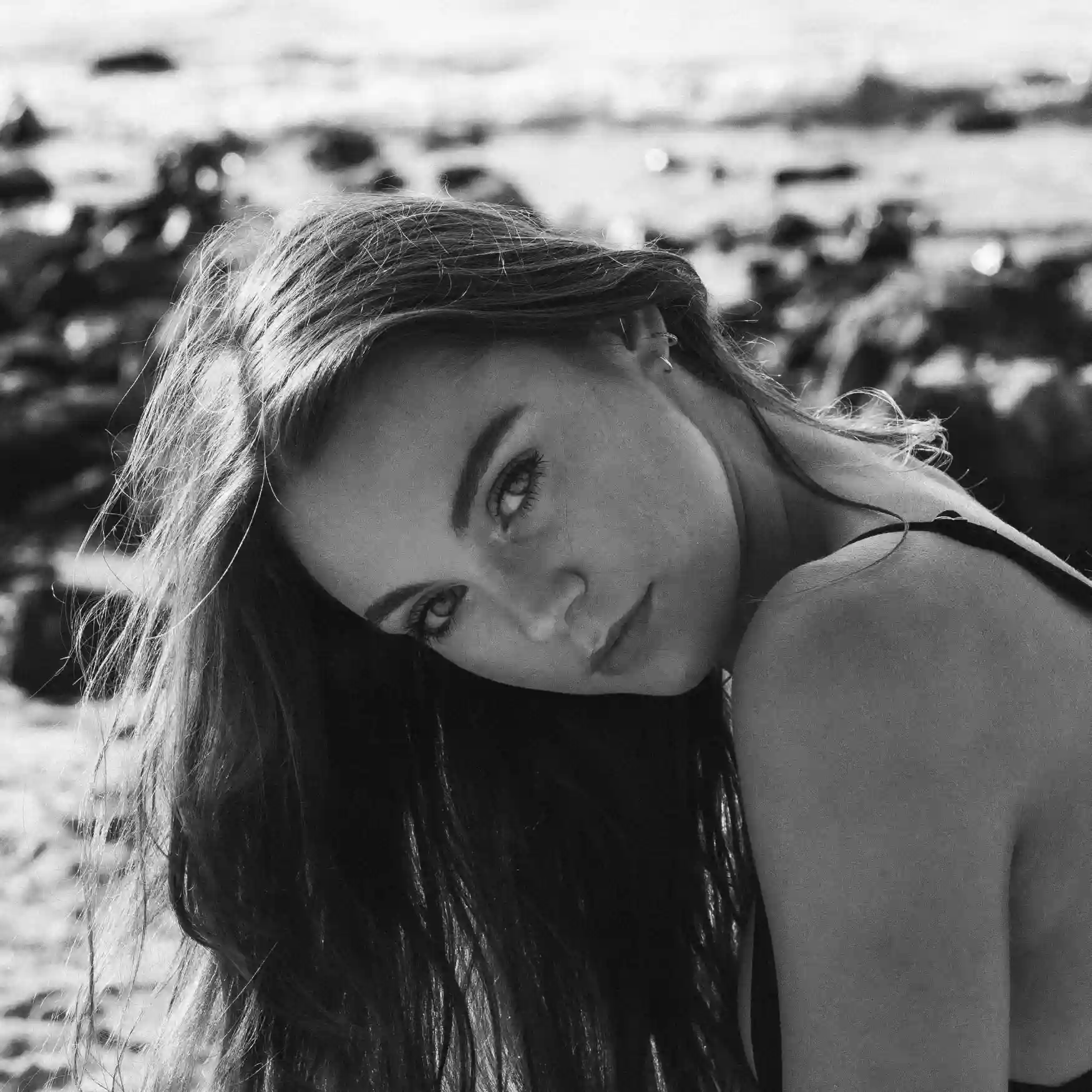 Girl with clear skin on beach